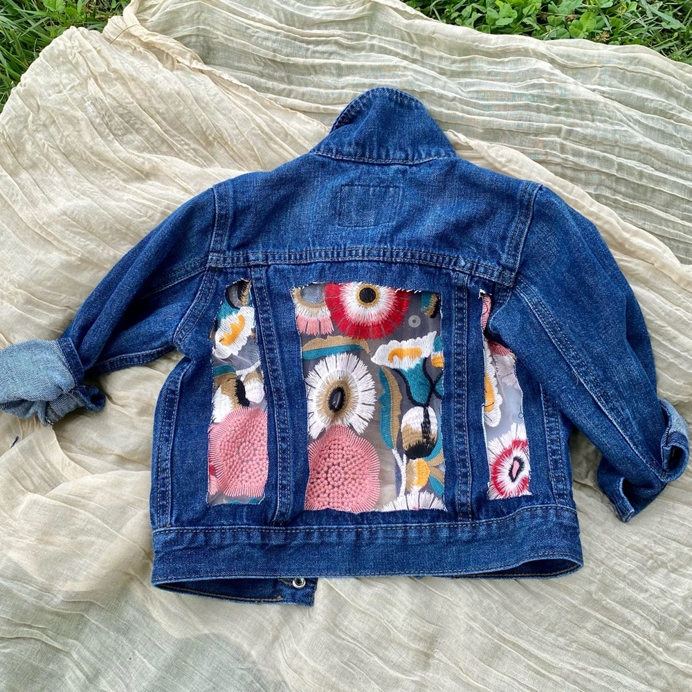 Toddler(3T) - floral denim jacket